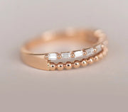 0.31ct Baguette Cut Unique Stackable Moissanite Diamond Wedding Band Mapple Gems
